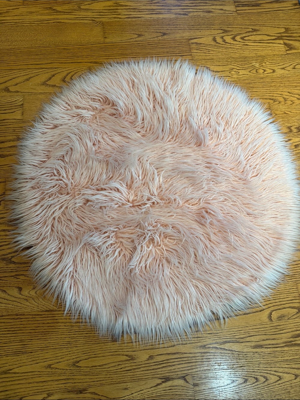 Plush Round Faux Fur Accent Rug - Blush Pink